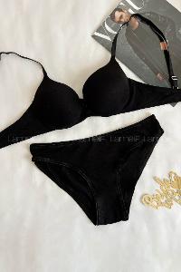 Black Cotton Fabric Underwire Unsupport 