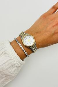 Lamelif Gümüş Gold Detaylı Vinta Metal Kordon Kol Saati