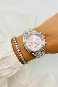 Lamelif Gümüş Pembe Ekartman Metal Kordon Kol Saati