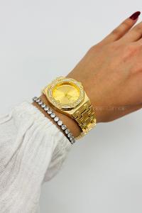 Lamelilf Gold Taş Detaylı Metal Kordon Kol Saati