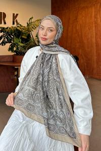 Lamelif Retro Desen Pamuk Şal Mint Yeşili