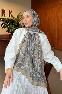 Lamelif Retro Desen Pamuk Şal Mint Yeşili