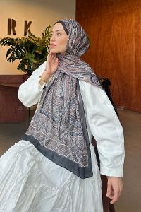 Lamelif Retro Desen Pamuk Şal Soft Kahve