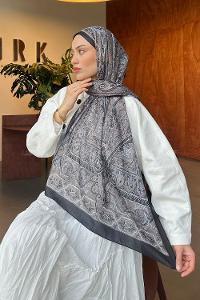 Lamelif Retro Desen Pamuk Şal Toprak