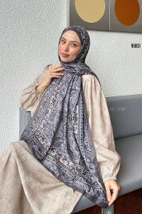 Lamelif Retro Desen Soft Şal Gri