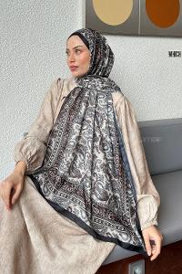 Lamelif Retro Desen Soft Şal Taş