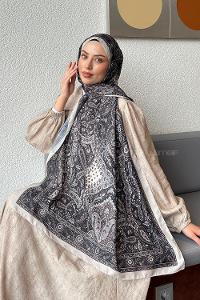 Lamelif Retro Desen Soft Şal Taş Acı Kahve