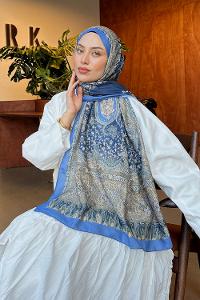 Blue Cotton Striped Shawl