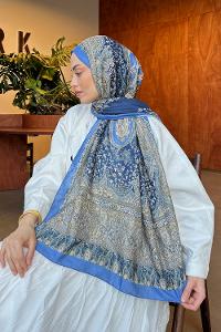 Blue Cotton Striped Shawl