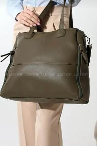 Modalamelif Yan Fermuar Detaylı Deri Çanta Haki