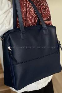 Navy Blue With Zipper Skin Hand Bag Bag