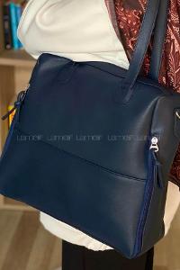Navy Blue With Zipper Skin Hand Bag Bag