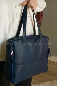 Navy Blue With Zipper Skin Hand Bag Bag