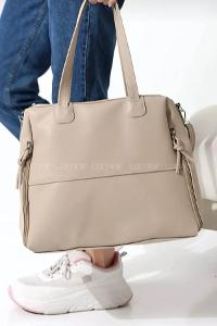 Modalamelif Yan Fermuar Detaylı Deri Çanta Vizonrengi