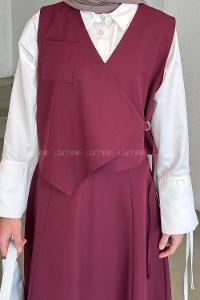 Lamelif Bağlama Detaylı Tesettür Takım Mürdüm