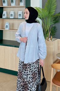 Gray Long Arm Linen Kimono