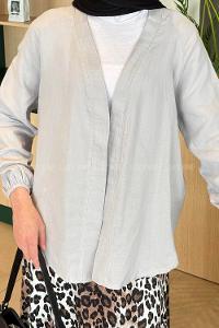 Gray Long Arm Linen Kimono