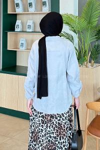 Gray Long Arm Linen Kimono