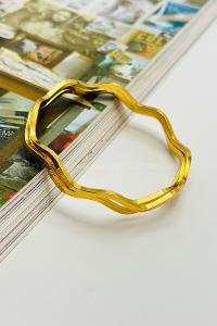 Lamelif Gold Çelik Zikzak 3lü Ajda Bileklik