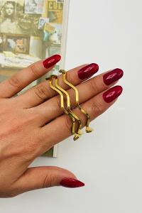 Lamelif Gold Çelik Zikzak 3lü Ajda Bileklik