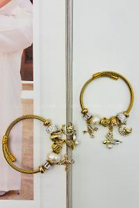 Lamelif Gold İncili Kelebek Charm Pandora Bileklik