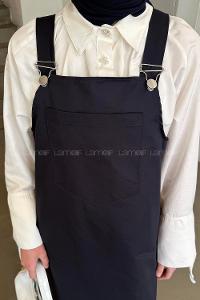 Lamelif Kanguru Cepli Tesettür Elbise Lacivert