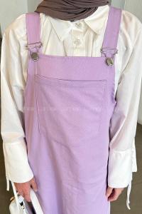 Lamelif Kanguru Cepli Tesettür Elbise Lila