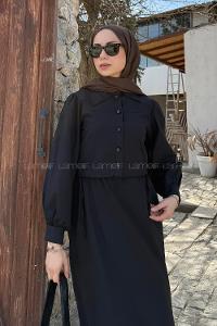 Lamelif Terikoton Tesettür İkili Takım Siyah