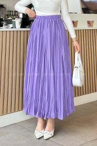 Lamelif Astarlı Tesettür Etek Lila