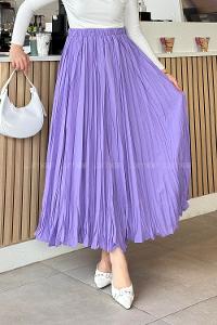 Lamelif Astarlı Tesettür Etek Lila