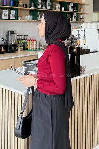 Lamelif Büzgü Detaylı Sandy Body Bordo