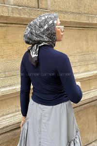 Lamelif Büzgü Detaylı Sandy Body Lacivert