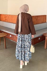 Lamelif Çiçek Detaylı Nakış İşlemeli İkili Takım Mavi