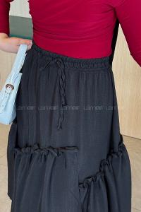 Lamelif Fırfır Detaylı Tesettür Etek Siyah