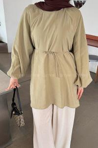 Lamelif Kuşak Bağlamalı Tunik Haki