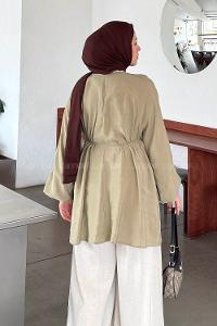 Lamelif Kuşak Bağlamalı Tunik Haki