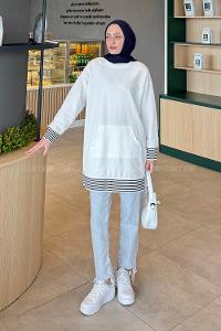 White Crew Neck Long Arm Unprinted Sweatshirt