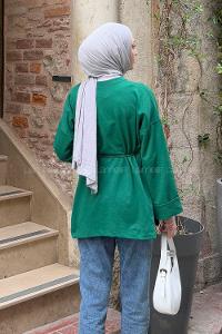 Lamelif Yırtmaç Detaylı Sweat Zümrüt