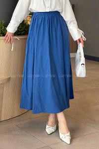 Lamelif Cep Detaylı Keten İndigo