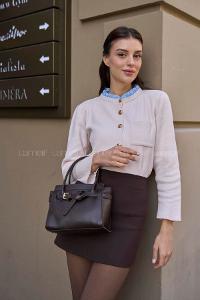 Lameli Mini Kemer Detaylı El Ve Omuz Çantası Acı Kahve