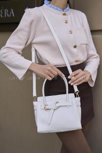 Lameli Mini Kemer Detaylı El Ve Omuz Çantası Beyaz