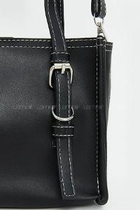 Lamelif Deri Görünümlü Kadın Omuz Çantası Siyah