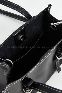 Lamelif Deri Görünümlü Kadın Omuz Çantası Siyah