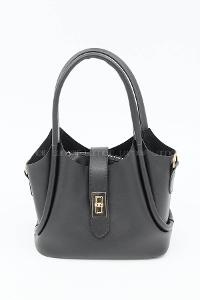 Lamelif Kilit Detaylı Mini Kanguru El Ve Omuz Çantası Kadın Siyah