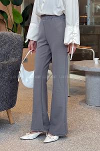 Gray Crepe Fabric Normal Waist Comfortable Pants