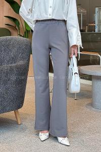 Gray Crepe Fabric Normal Waist Comfortable Pants