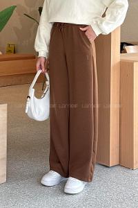 Lamelif Modal Kumaş Bol Paça Eşofman Kahve