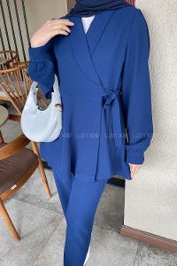 Lamelif Bağlamalı Ceketli Takım Lacivert