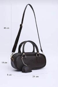 Lamelif Charm Detaylı Fermuarlı Ayarlanabilir Askılı El, Kol ve Omuz Çantası Acı Kahve