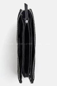 Lamelif Zımbalı Çapraz Askılı Zincirli Model Yumuşak Deri Fermuarlı Kadın Omuz Çantası Siyah